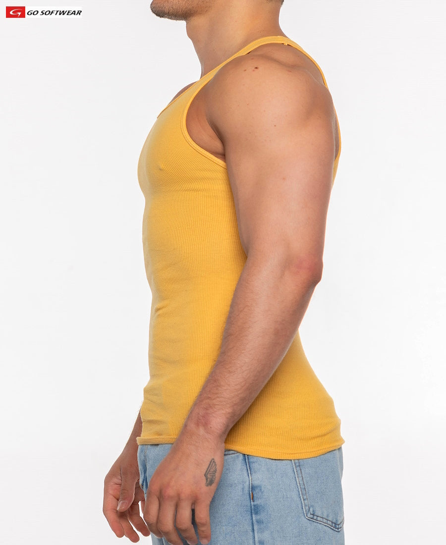 Go Softwear 4915 Men's Gold Coast Rib Tank Top - Daffodil