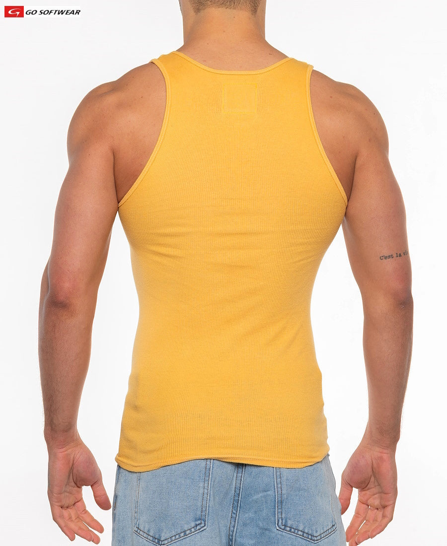 Go Softwear 4915 Men's Gold Coast Rib Tank Top - Daffodil