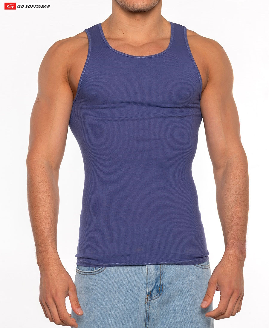 Go Softwear 4915 Men's Gold Coast Rib Tank Top - Deep Periwinkle