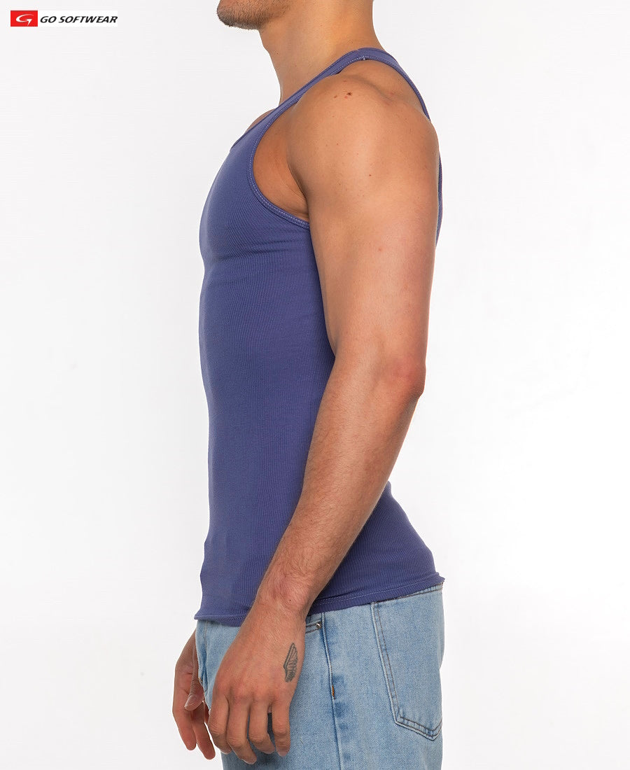 Go Softwear 4915 Men's Gold Coast Rib Tank Top - Deep Periwinkle