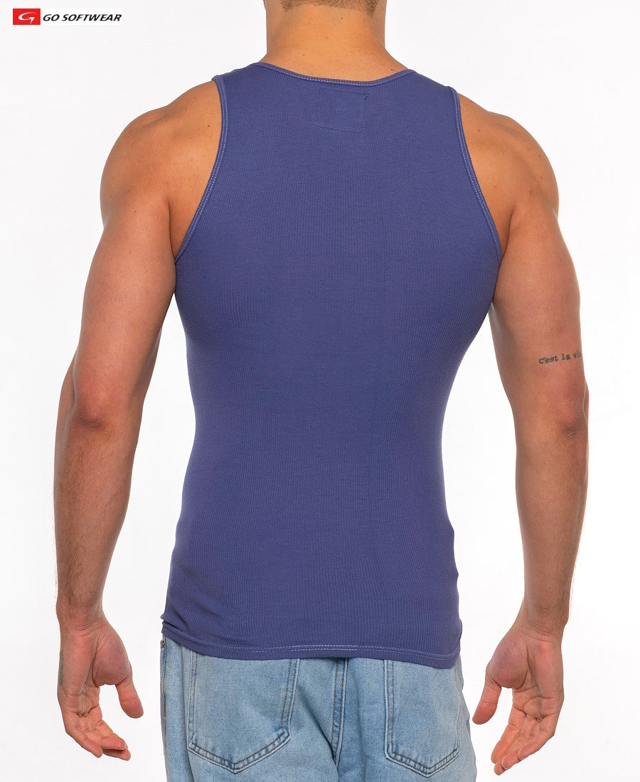 Go Softwear 4915 Men's Gold Coast Rib Tank Top - Deep Periwinkle