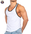 AMERICAN JOCK 8566 Men's Basics Bodybuilder Tank - White/Black