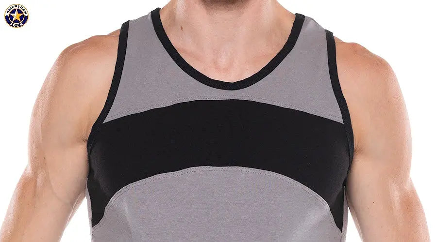 AMERICAN JOCK 8884 Men's Apex Block Tank Platinum
