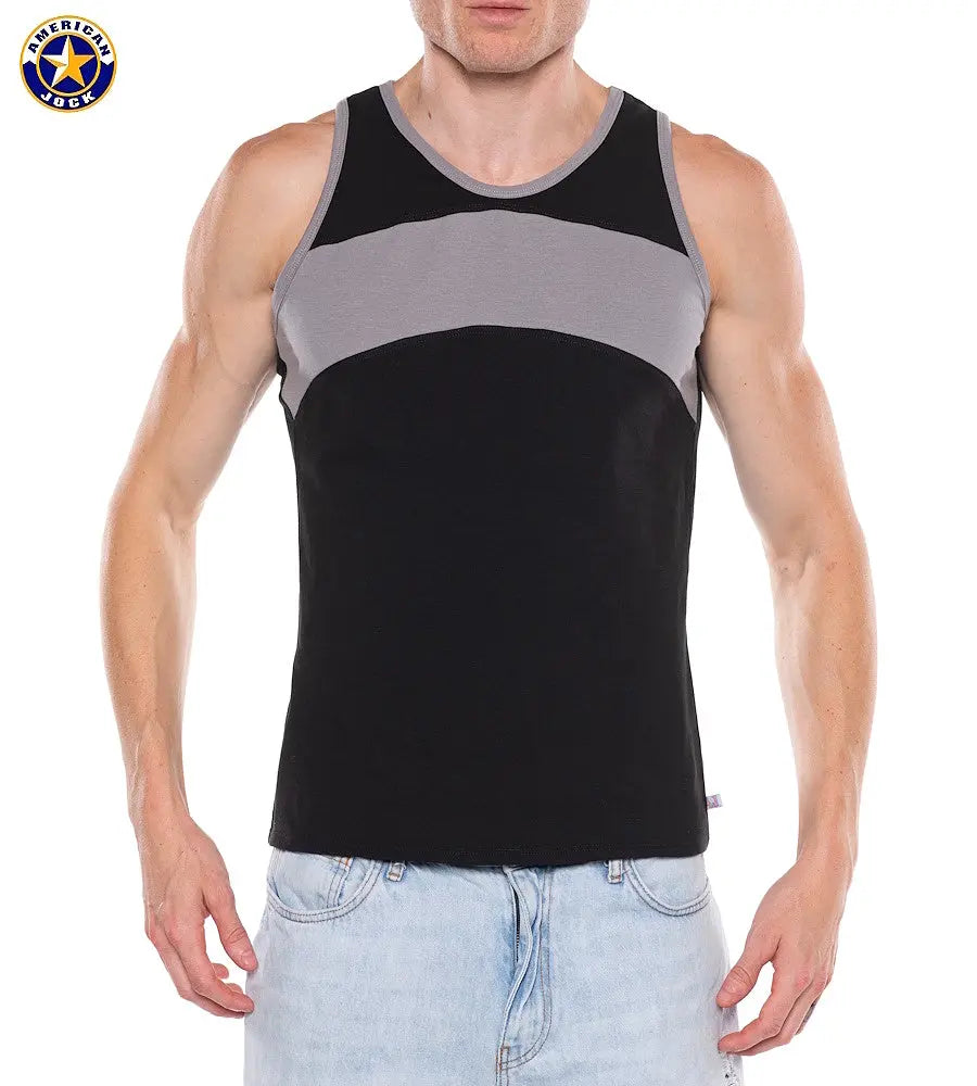 AMERICAN JOCK 8884 Men's Apex Block Tank Onyx