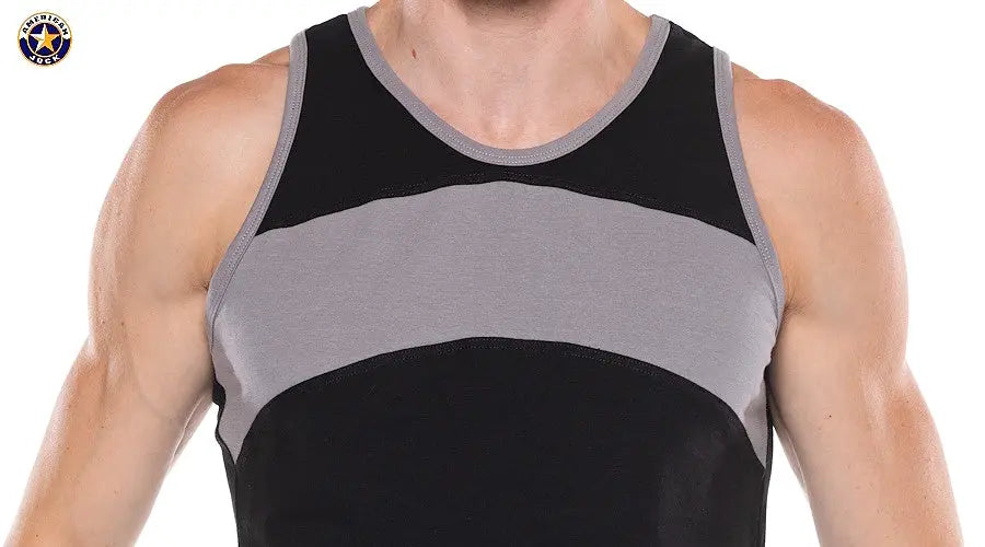 AMERICAN JOCK 8884 Men's Apex Block Tank Onyx