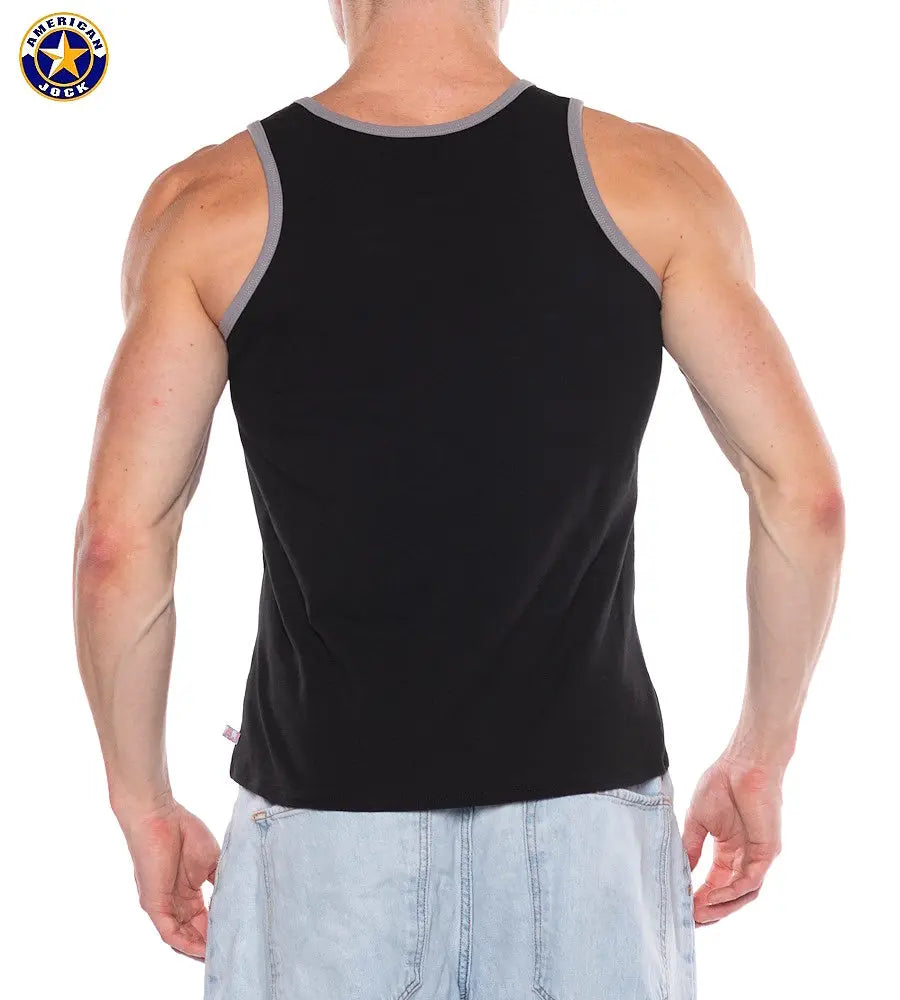 AMERICAN JOCK 8884 Men's Apex Block Tank Onyx