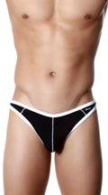Black and white Groovin underwear accent thong TH0102 with a sleek minimalist design shown from the back side