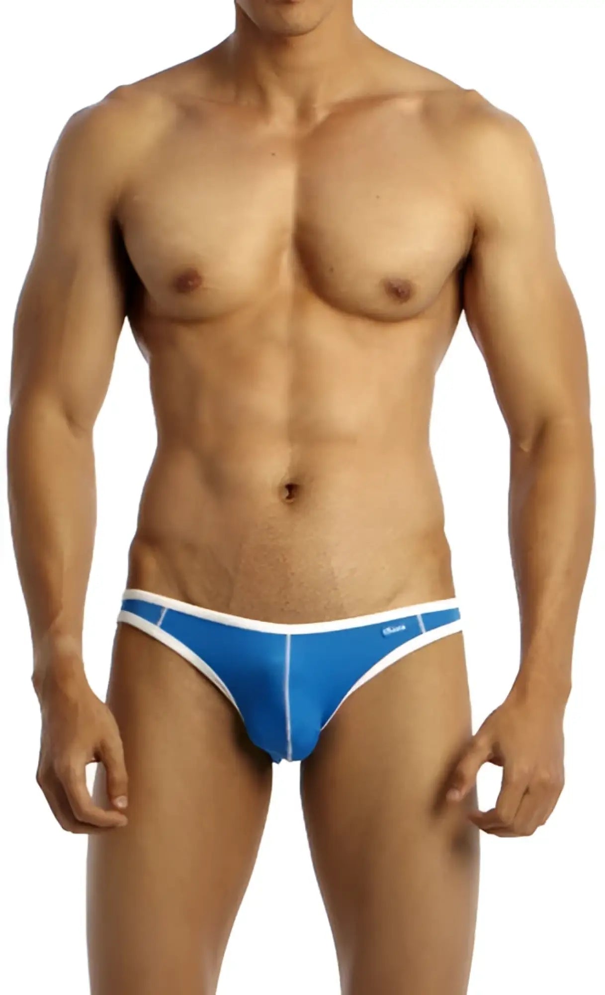 Groovin underwear accent v cut bikini blue bv0403 athletic briefs with sleek form fitting blue and white design