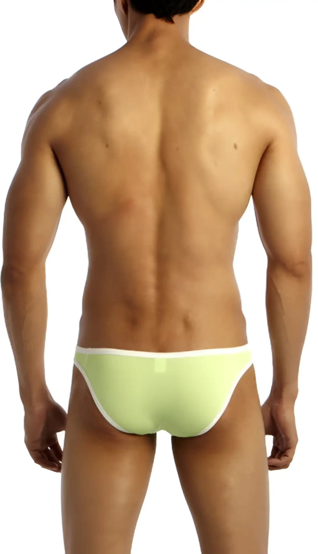 Light green groovin underwear accent v-cut bikini briefs with white trim for comfortable everyday wear