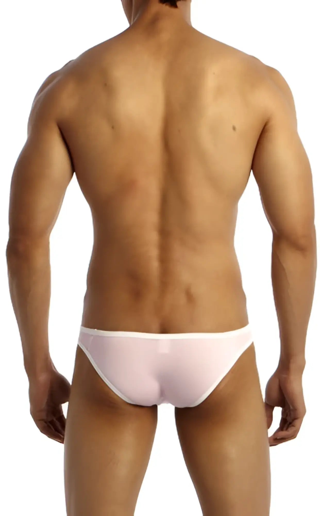 A sleek translucent white groovin underwear accent v cut bikini with a smooth form fitting design in pink bv0416