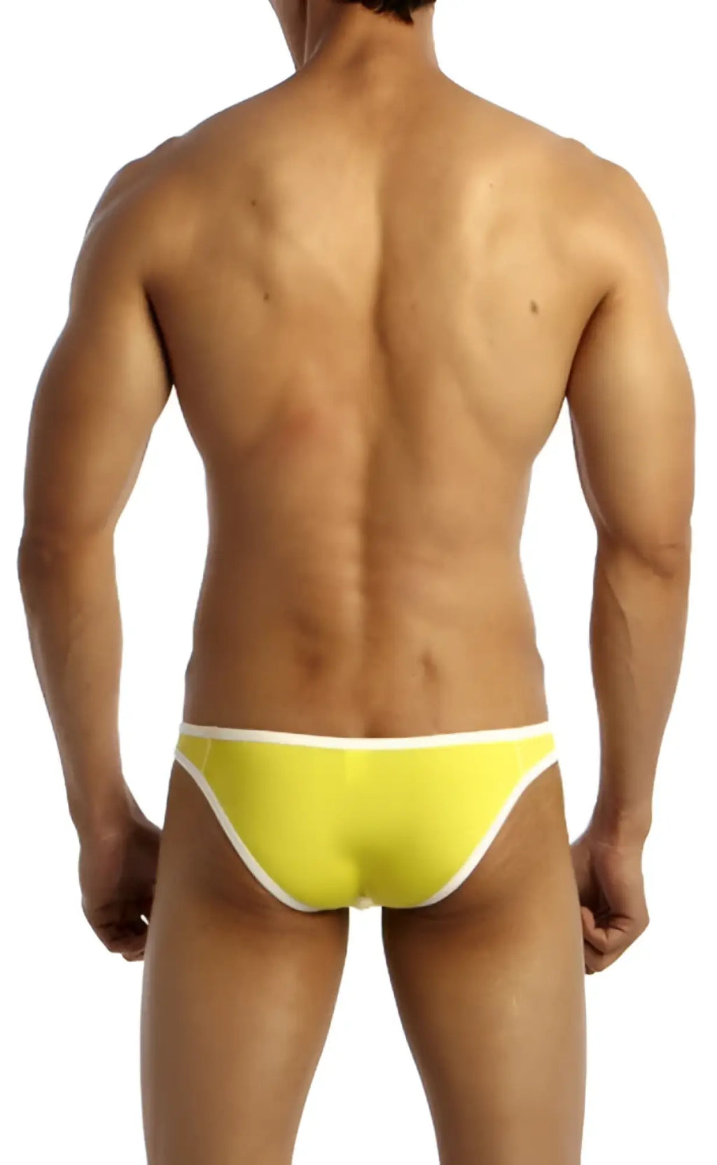 Bright yellow groovin underwear accent v cut bikini briefs with white trim for comfortable everyday wear