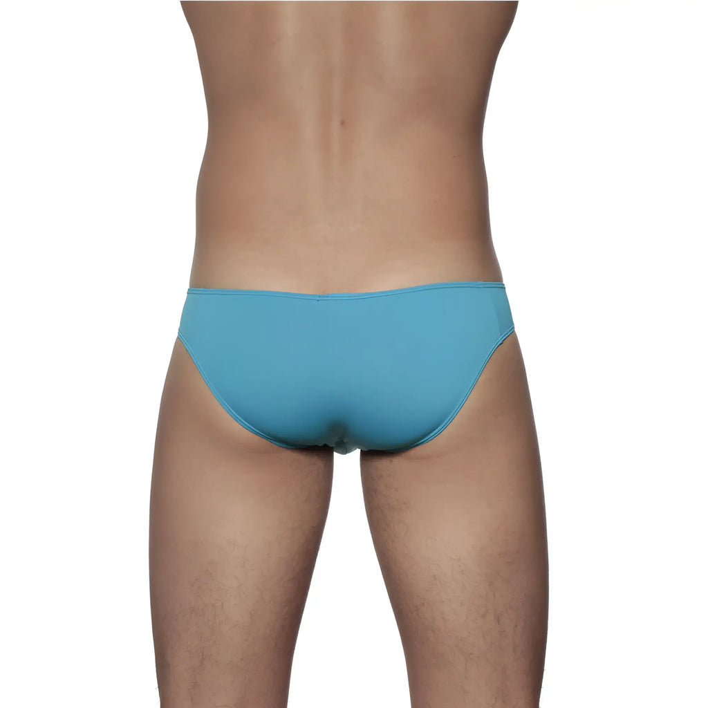Groovin underwear athletic v-cut bikini brief in cyan blue with a sleek solid color and smooth form-fitting design