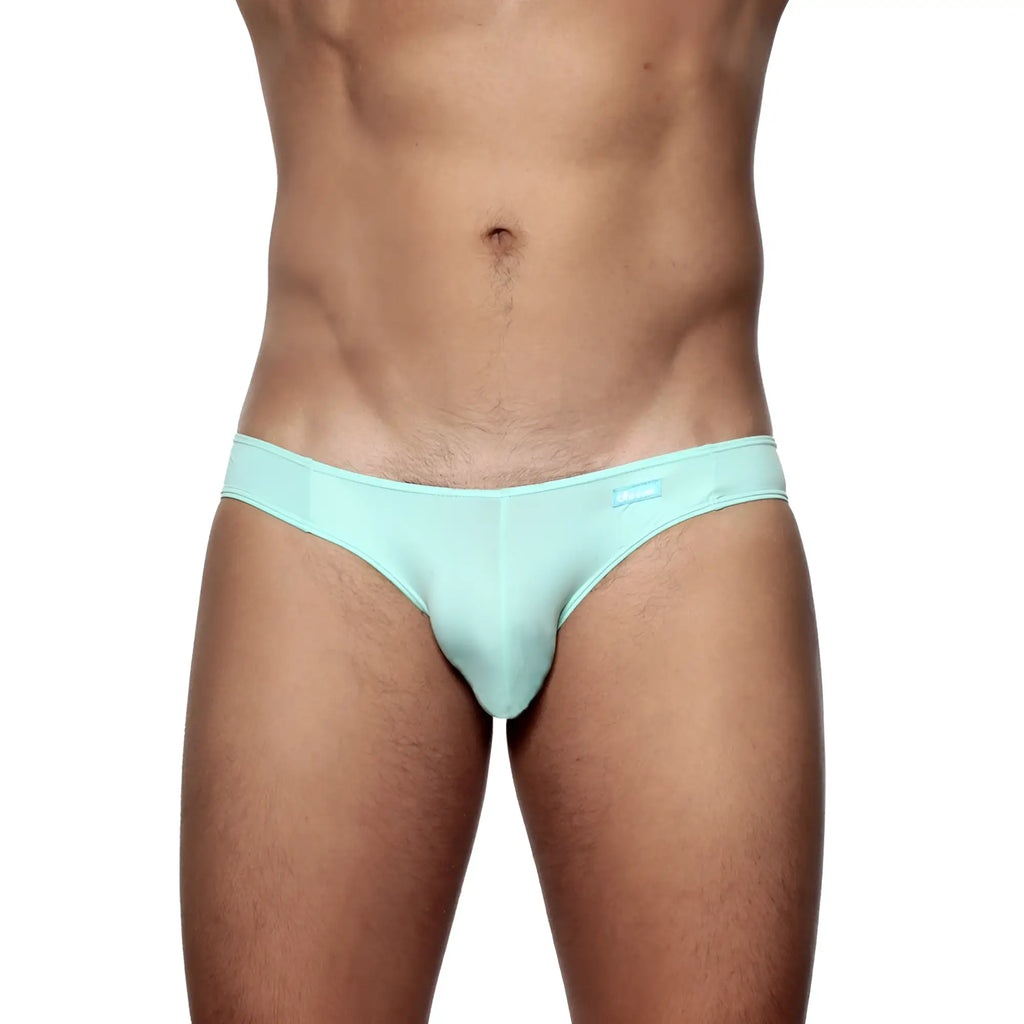 Mint green groovin underwear athletic v-cut bikini brief with smooth form-fitting fabric and subtle waistband branding