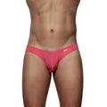 Bright pink sheer mesh groovin underwear athletic v cut bikini briefs with snug fit and brand tag on waistband