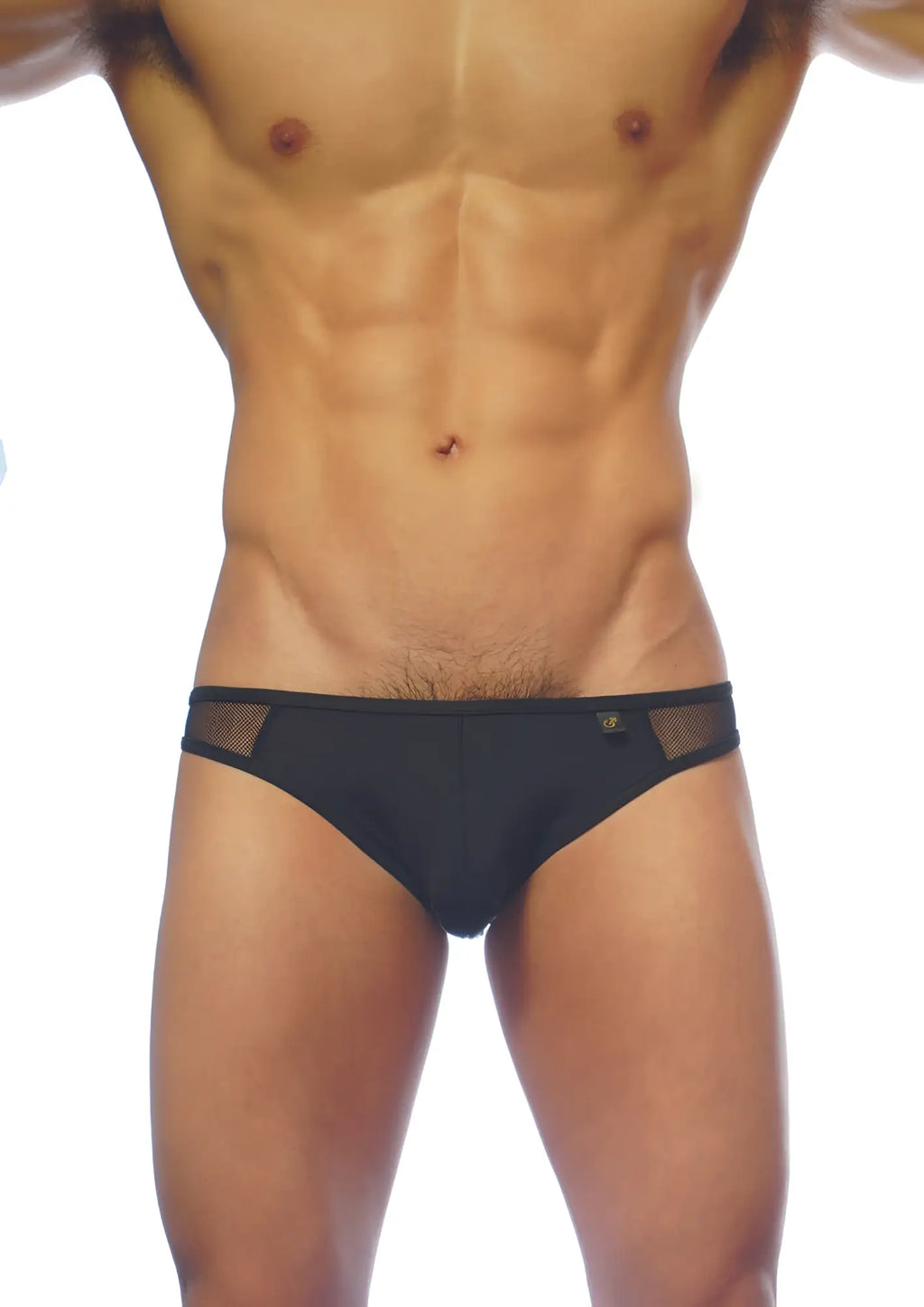 Black groovin underwear athletic v cut briefs with mesh trim sleek form fitting design