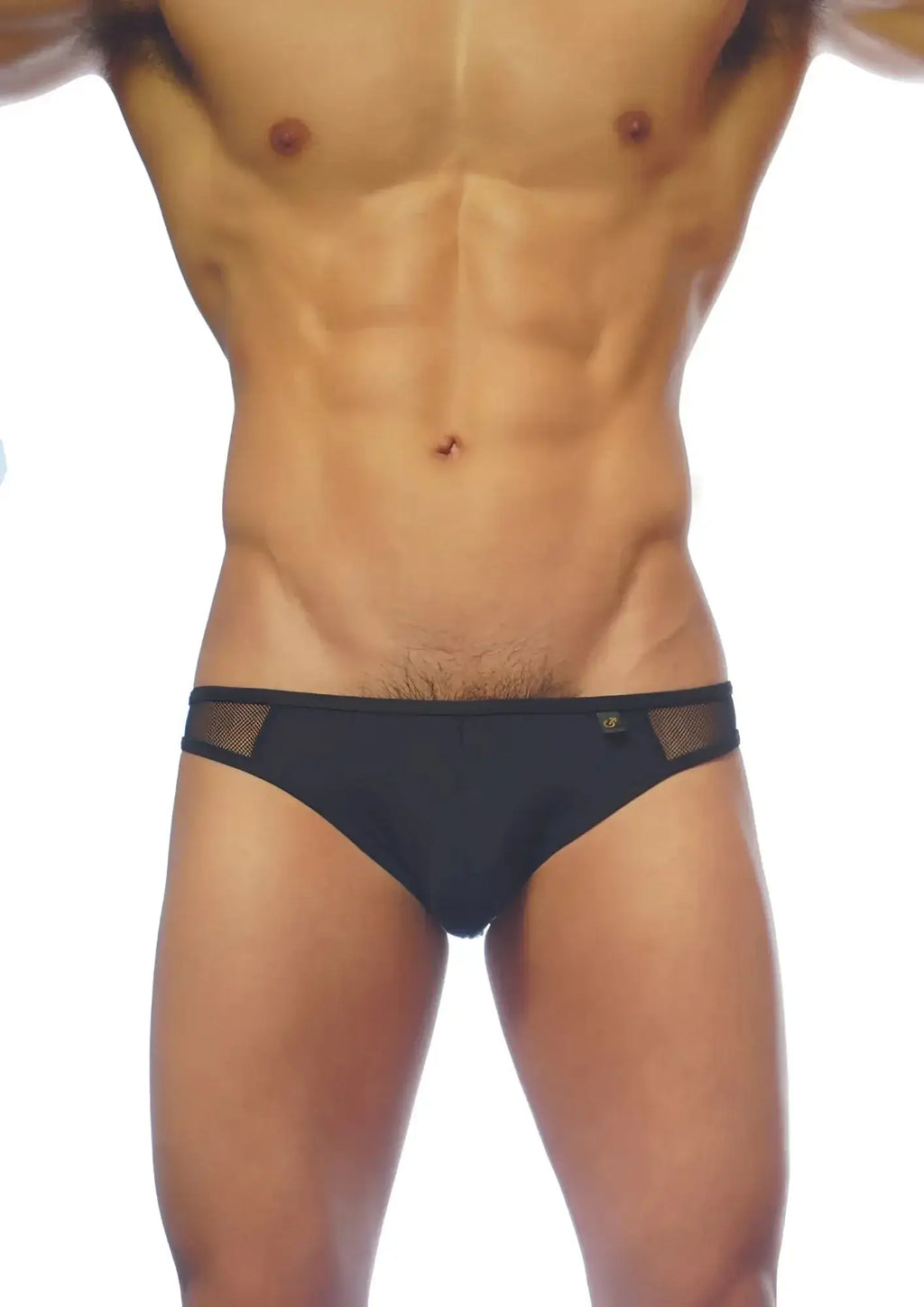 Black groovin underwear athletic v cut briefs with mesh trim sleek form fitting design