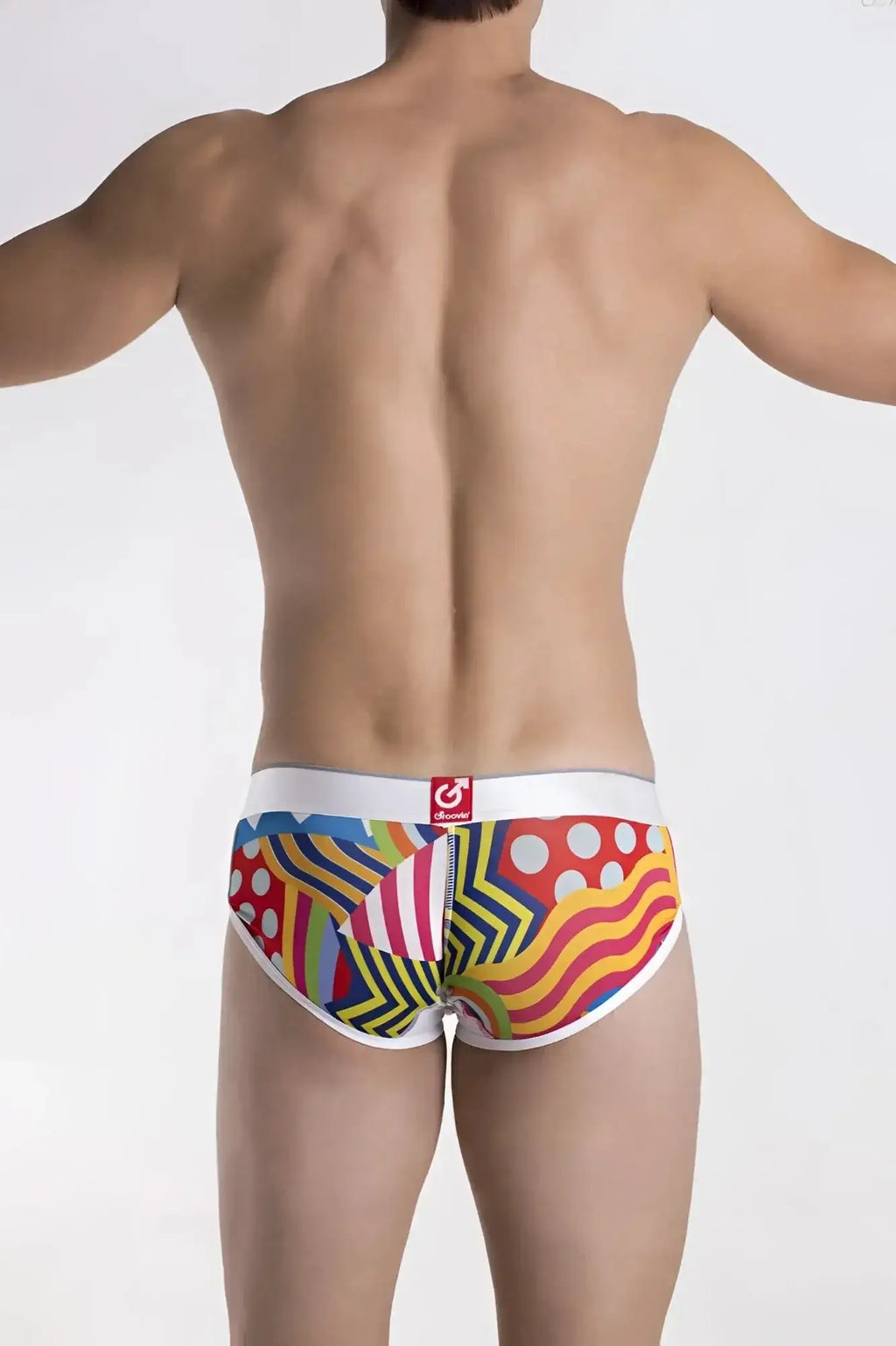 Groovin underwear pop art cup boxer cbp1702 vibrant multicolored briefs with bold geometric and abstract designs