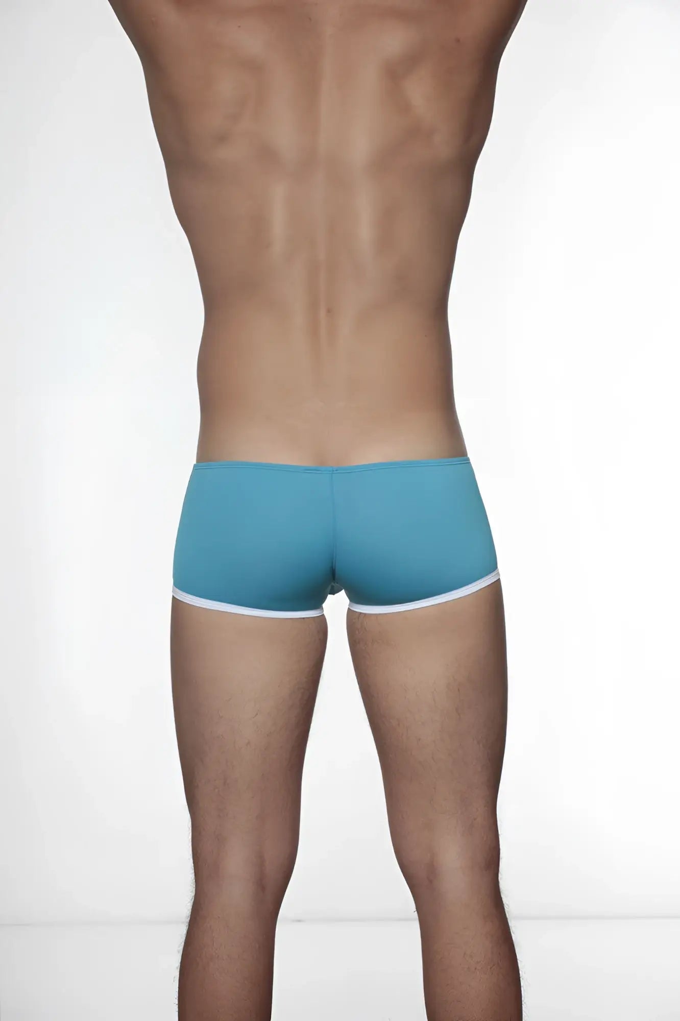 Groovin underwear super extra low cut boxer briefs in turquoise with white trim designed for comfort and style