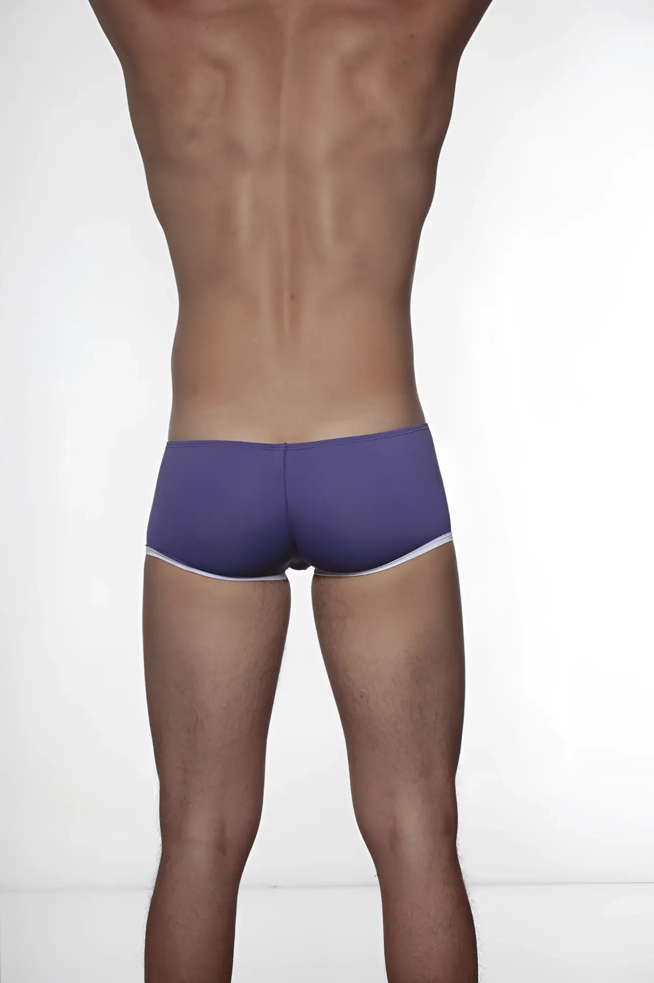 Groovin underwear super extra low cut boxer briefs in purple with white trim designed for comfortable fit