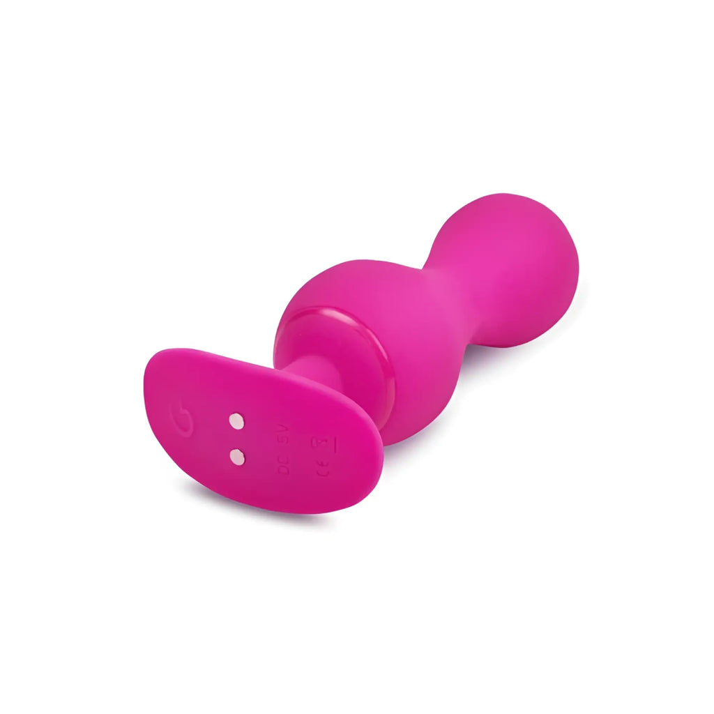 Vibrant pink silicone gvibe gvibe gballs 3 app anal plug with smooth rounded design and control buttons on the base