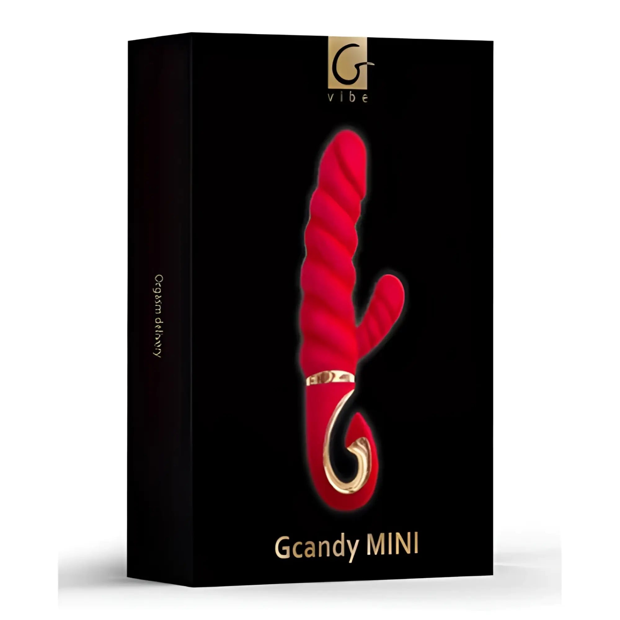 Red Gvibe Gcandy mini chili coral vibrator with ribbed texture and gold metallic accents for personal pleasure
