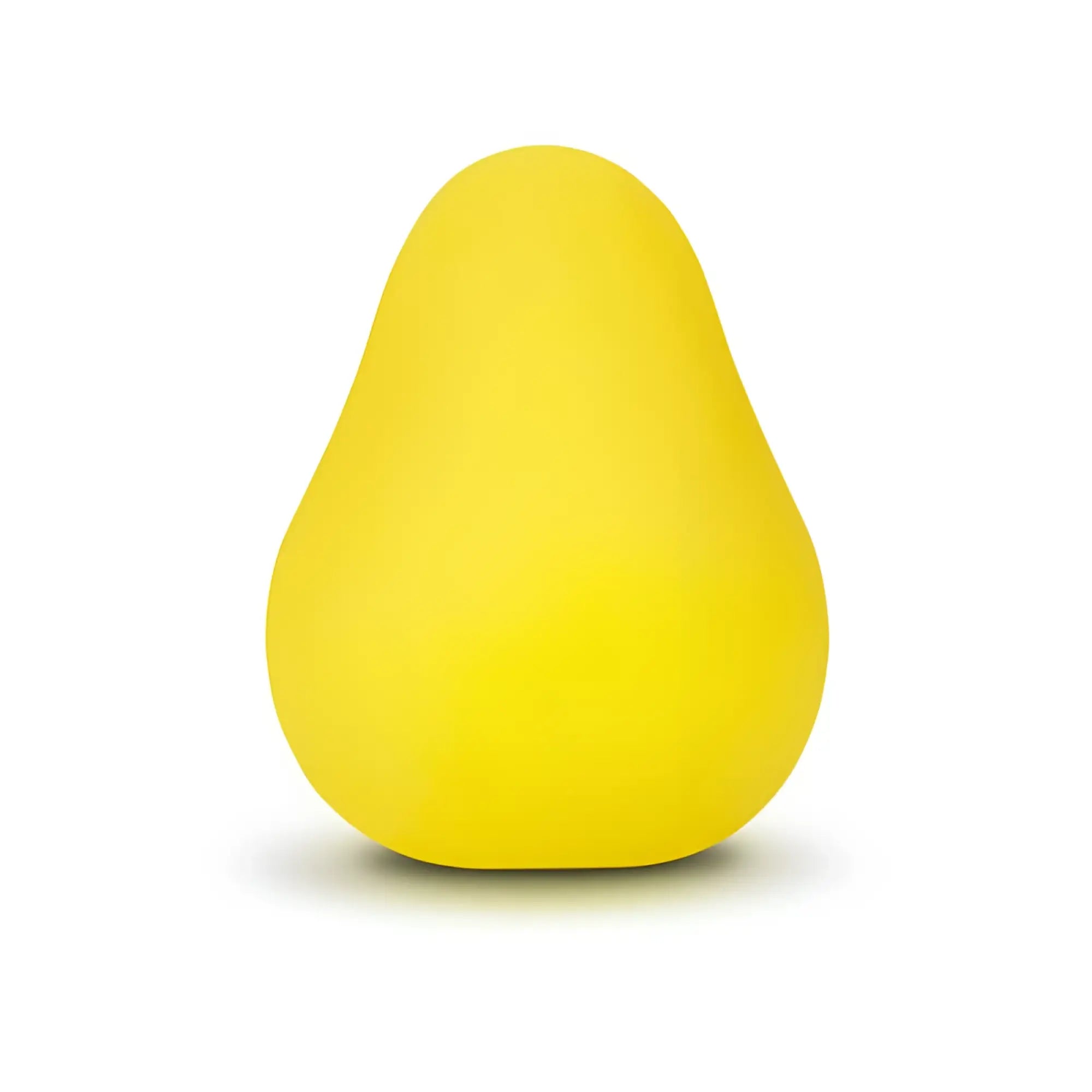 A smooth bright yellow pear-shaped silicone gVibe GEgg masturbator designed for personal pleasure use