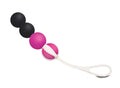 Pink and black silicone beads on a white handle designed as the Gvibe Geisha Balls Magnetic adult toy