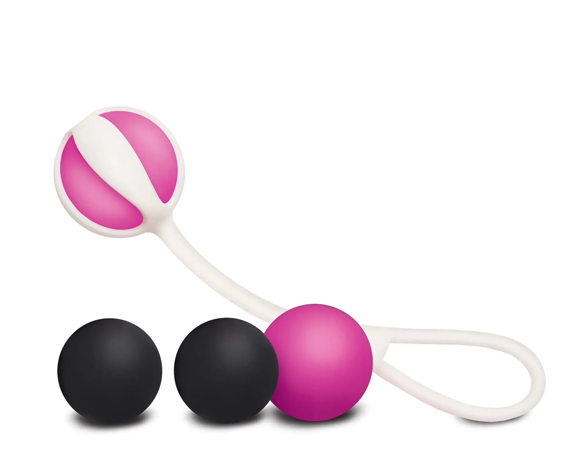 Pink and white silicone gvibe geisha balls magnetic egg train with two black magnetic spheres for pelvic exercise