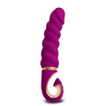 Gvibe Gjack MINI sweet raspberry purple silicone toy with twisted spiral design and gold metallic base accents