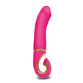 Pink silicone gvibe gjay MINI wildberry toy with gold metallic accents and ergonomic curved design