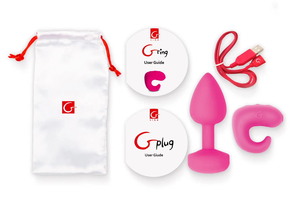 Pink silicone g-plug with curved handle and tapered tip from gvibe gkit sunny raspberry collection
