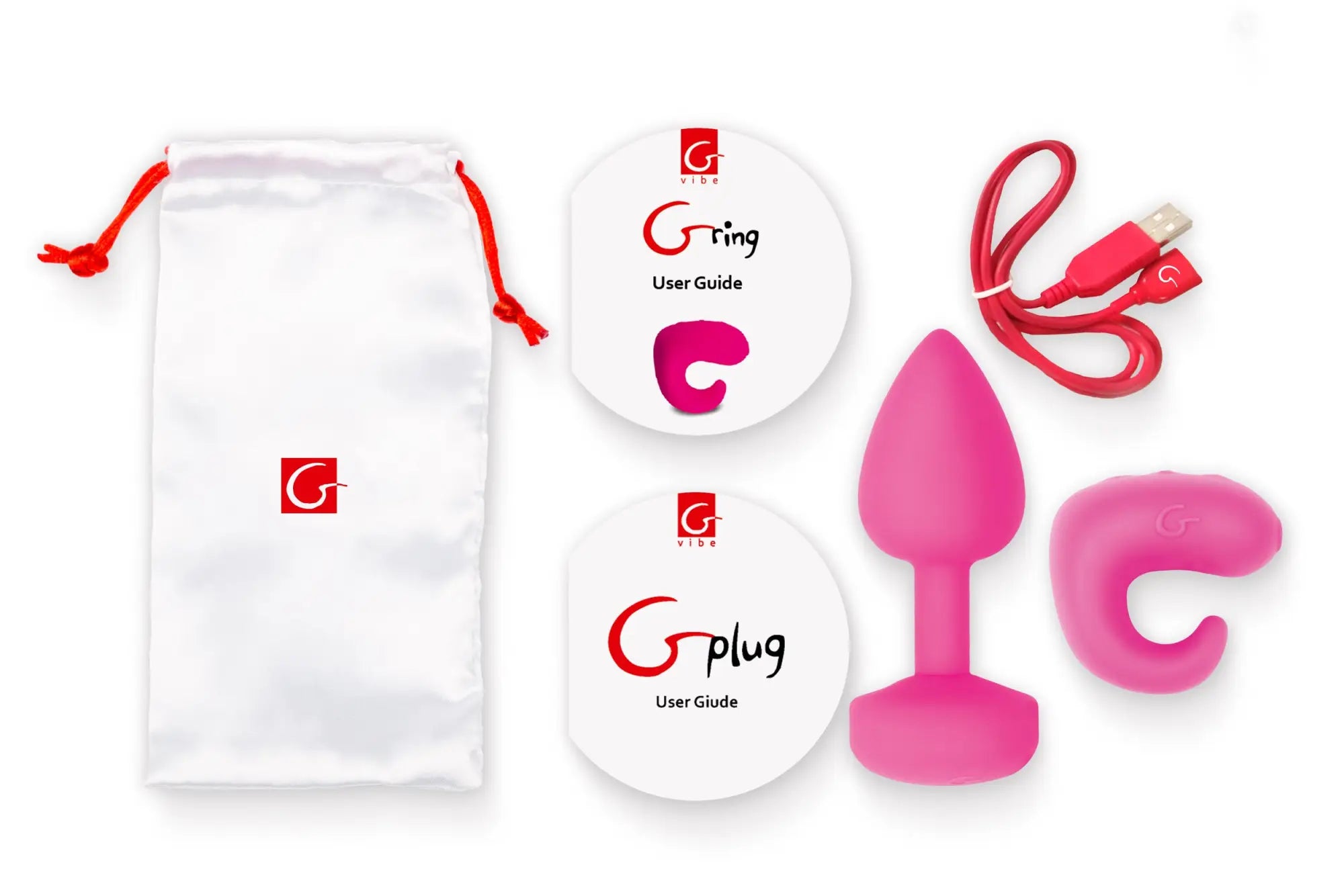 Pink silicone g-plug with curved handle and tapered tip from gvibe gkit sunny raspberry collection