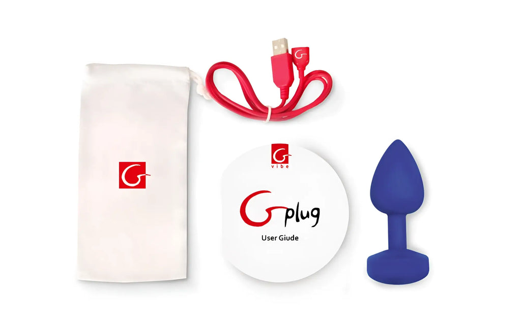 Blue silicone g-plug large navy blue vibrator by Gvibe designed for anal stimulation visible from the front side