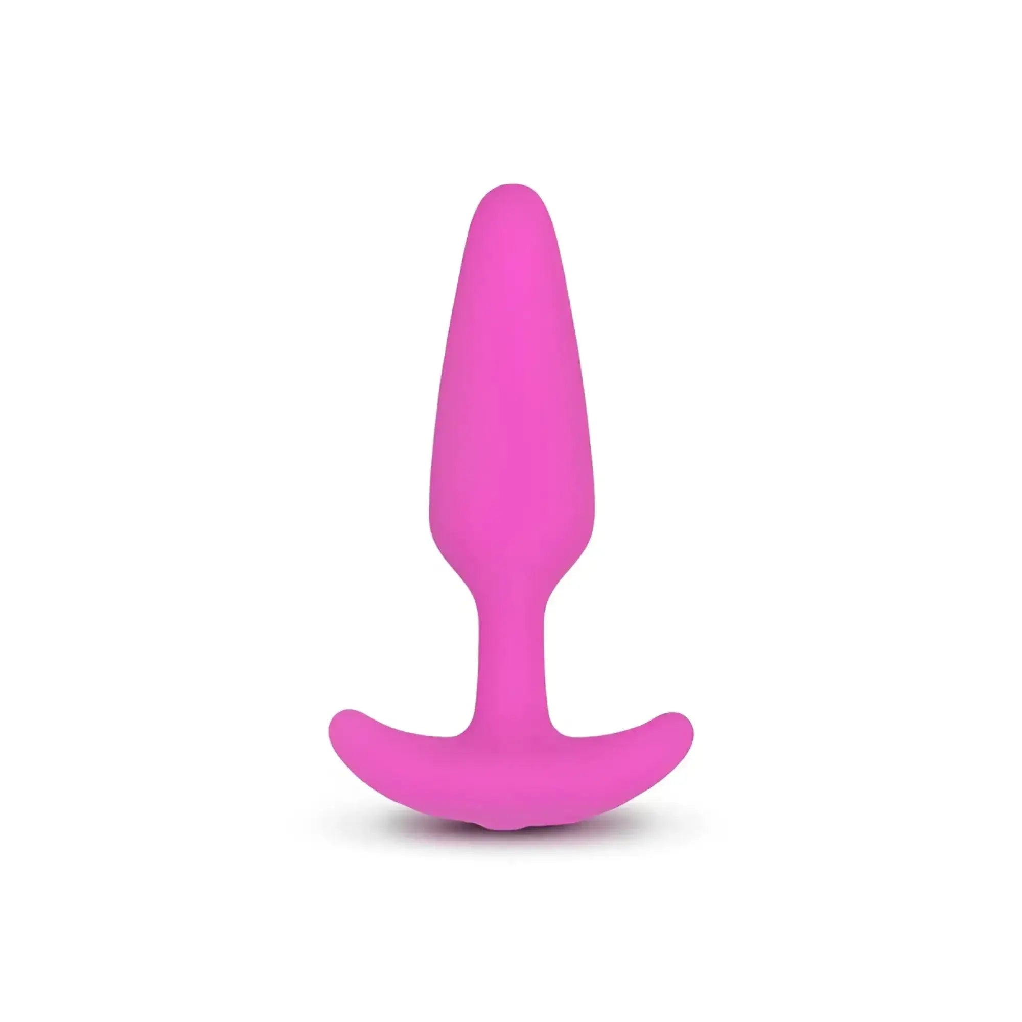 Gvibe Gplug XS sunny raspberry vibrant pink silicone butt plug with smooth tapered design and curved base for secure use