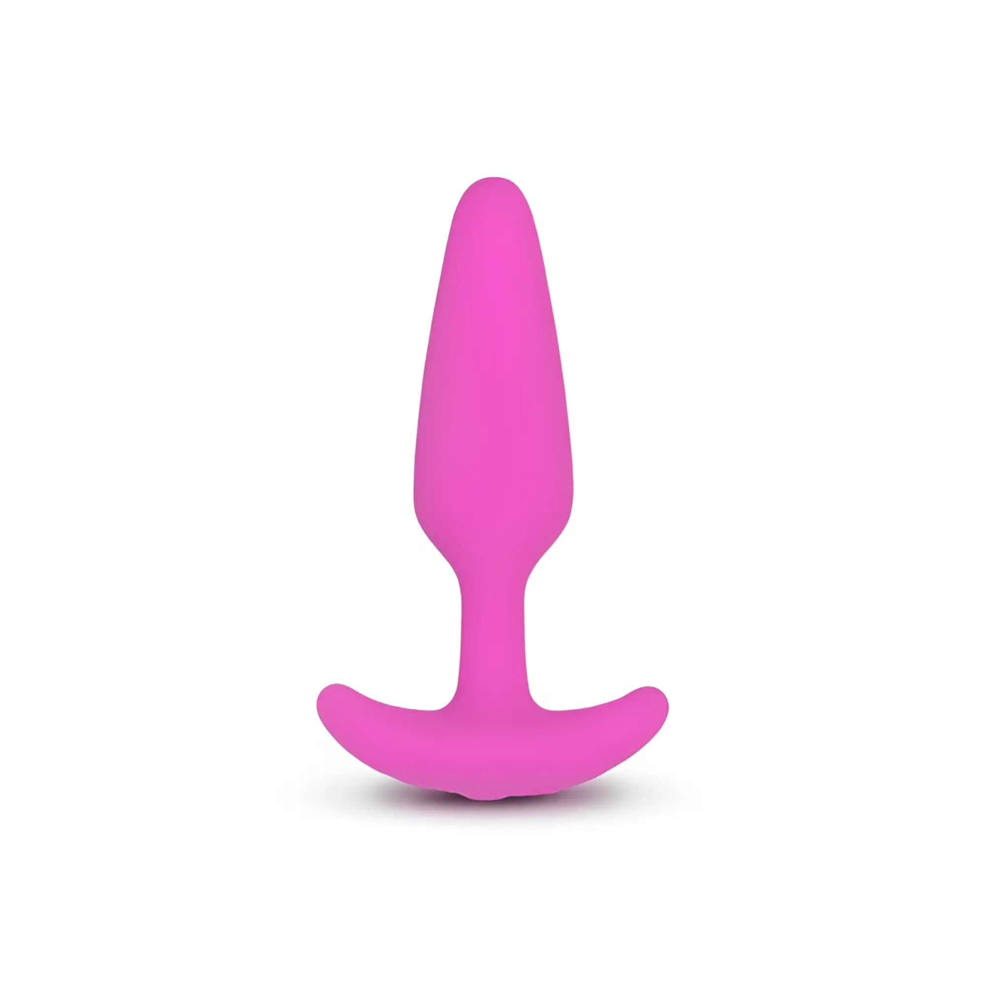 Gvibe Gplug XS sunny raspberry vibrant pink silicone butt plug with smooth tapered design and curved base for secure use