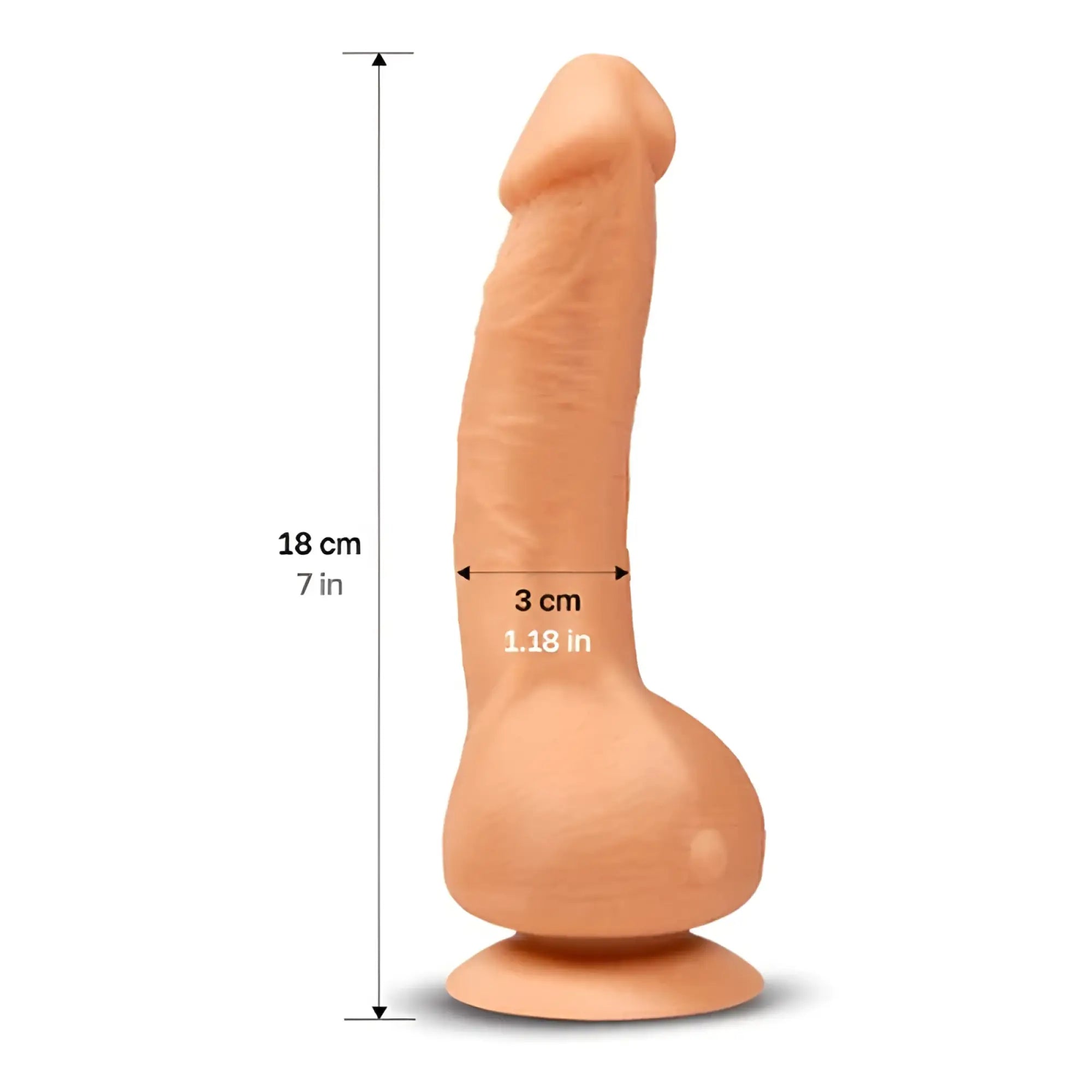 Peach-colored silicone dildo with suction cup and detailed texture from gvibe greal mini flesh collection
