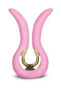 Pink bunny-shaped vibrator gvibe gvibe mini candy pink with gold metallic center for discreet personal use