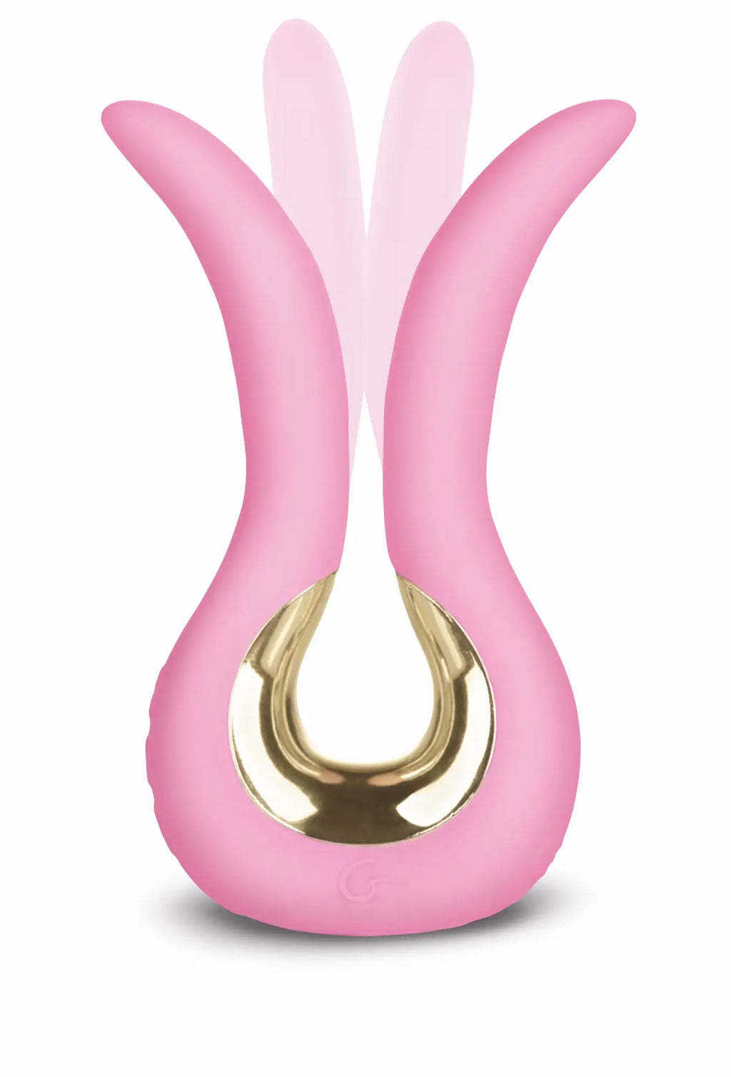 Gvibe Gvibe MINI candy pink pink silicone toy with gold metallic center and curved bunny-like shape for personal use