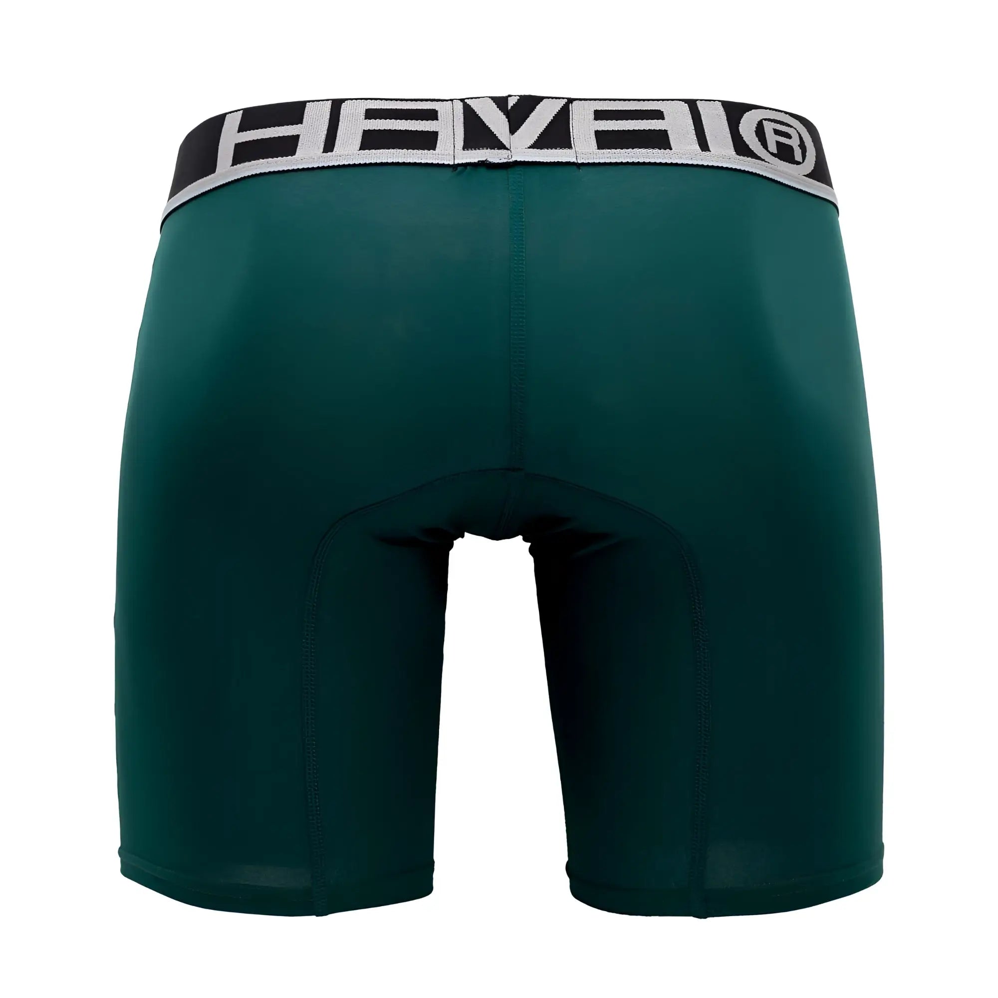 Dark green men’s boxer briefs with black and gray hevei waistband in the hawai 41903 solid athletic style