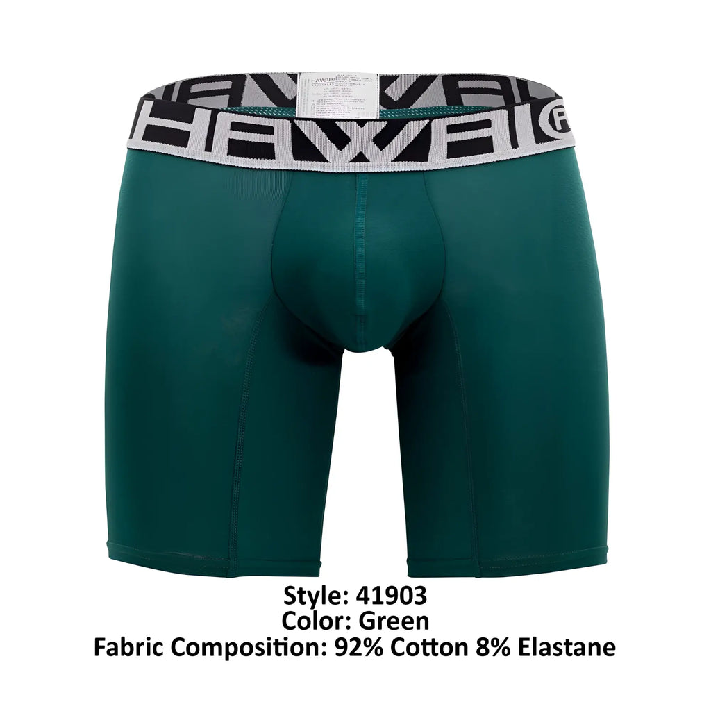 Green hewel hawai 41903 solid athletic men’s boxer briefs with black and white patterned waistband