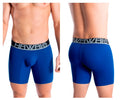Blue hawai brand royal blue men’s athletic boxer briefs with black waistband and gray lettering in solid design