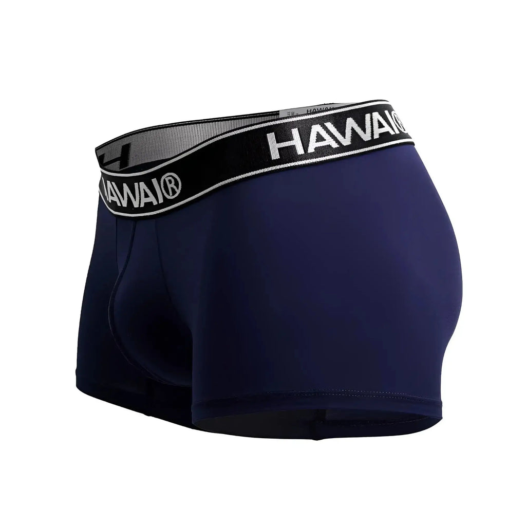 Navy blue hawai men’s microfiber boxer briefs with black and white elastic waistband model hawair 41977
