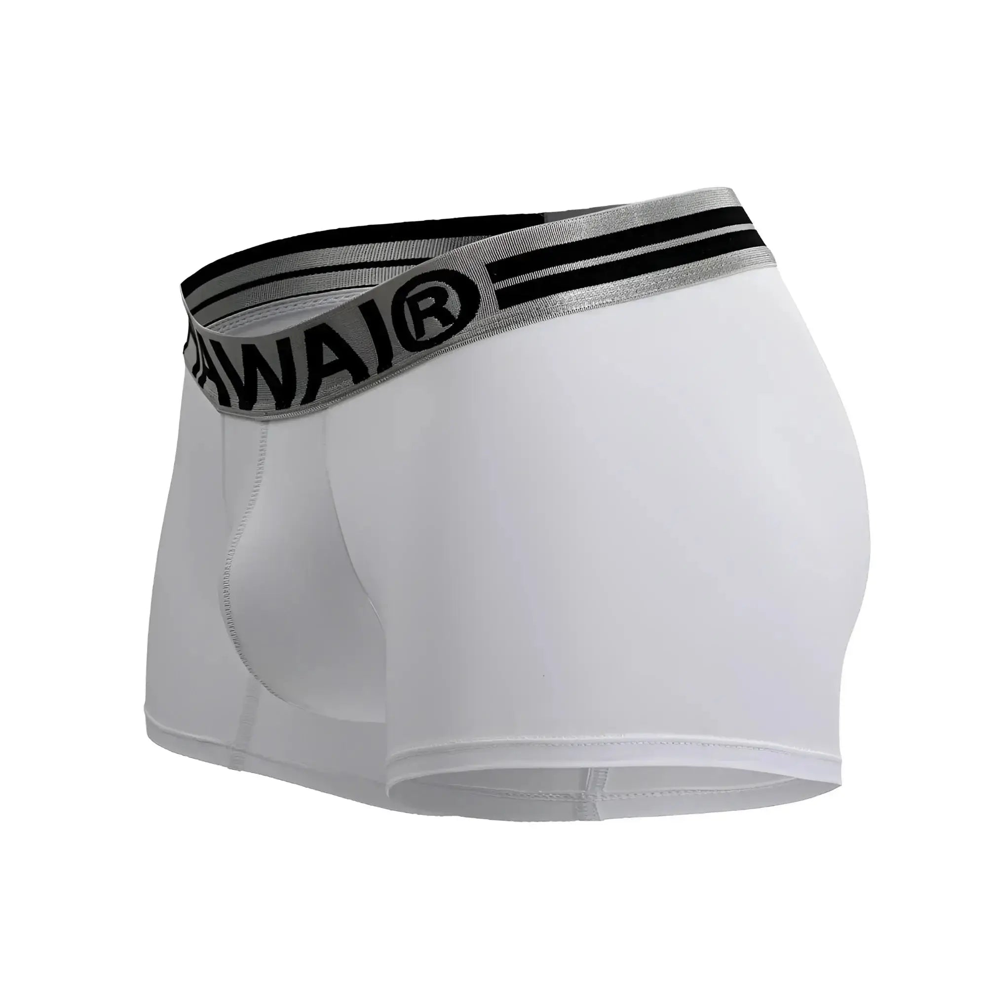 White hawaï 41977 microfiber boxer briefs with gray and black waistband featuring hawaï logo