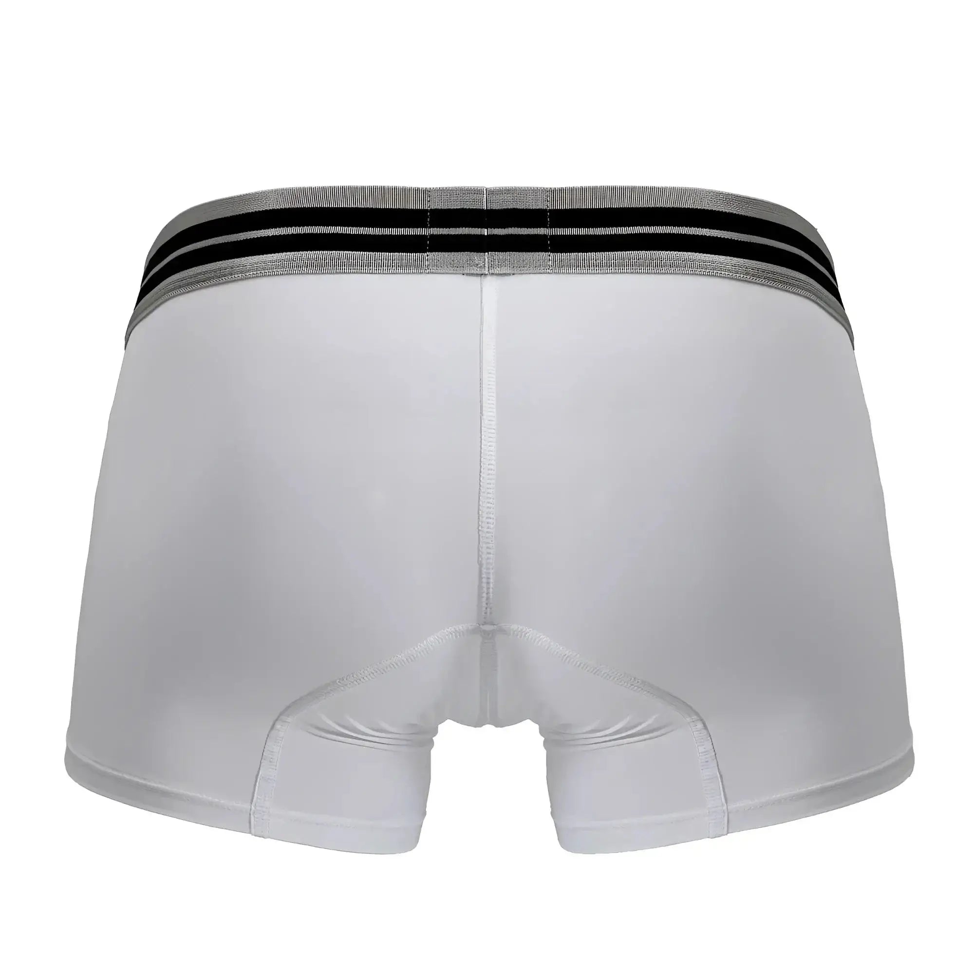 White hawair 41977 microfiber boxer briefs with gray waistband and two black stripes for comfortable wear