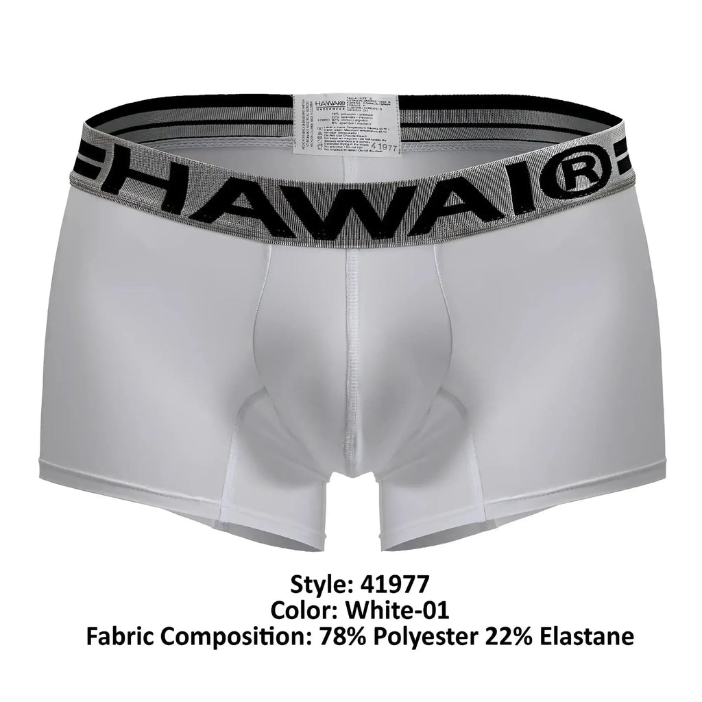 White hawai men’s boxer briefs with gray and black elastic waistband made of microfiber for comfortable wear