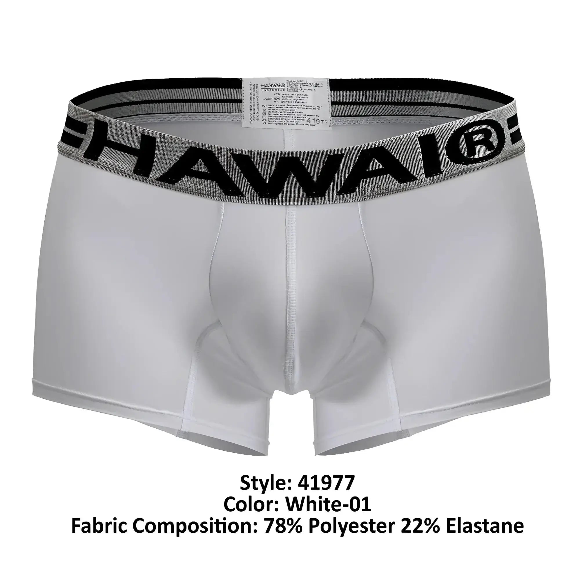 White hawai men’s boxer briefs with gray and black elastic waistband made of microfiber for comfortable wear