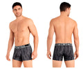 Hawai 42021 trunks gray black and gray patterned boxer briefs with white bibl logo elastic waistband