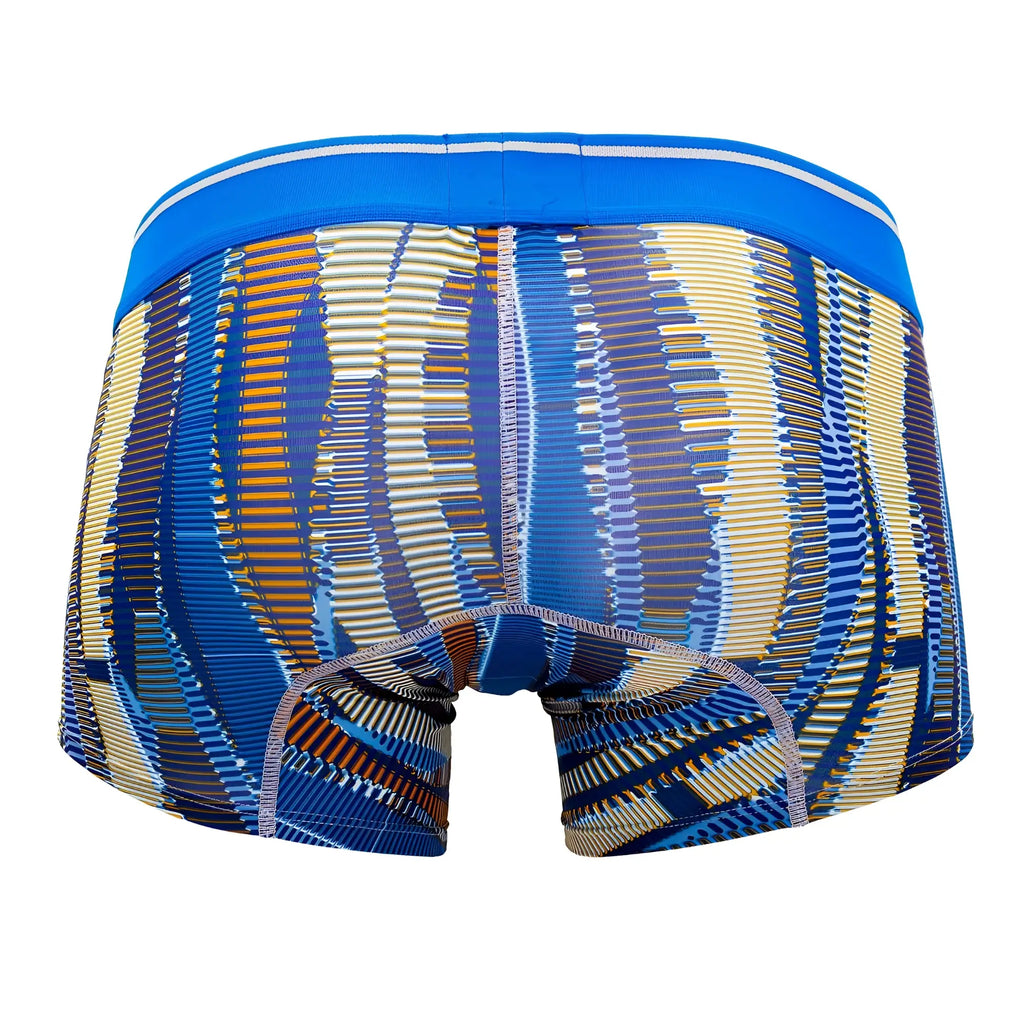 Blue and gold striped printed athletic boxer briefs with solid royal blue waistband hawai 42121 trunks