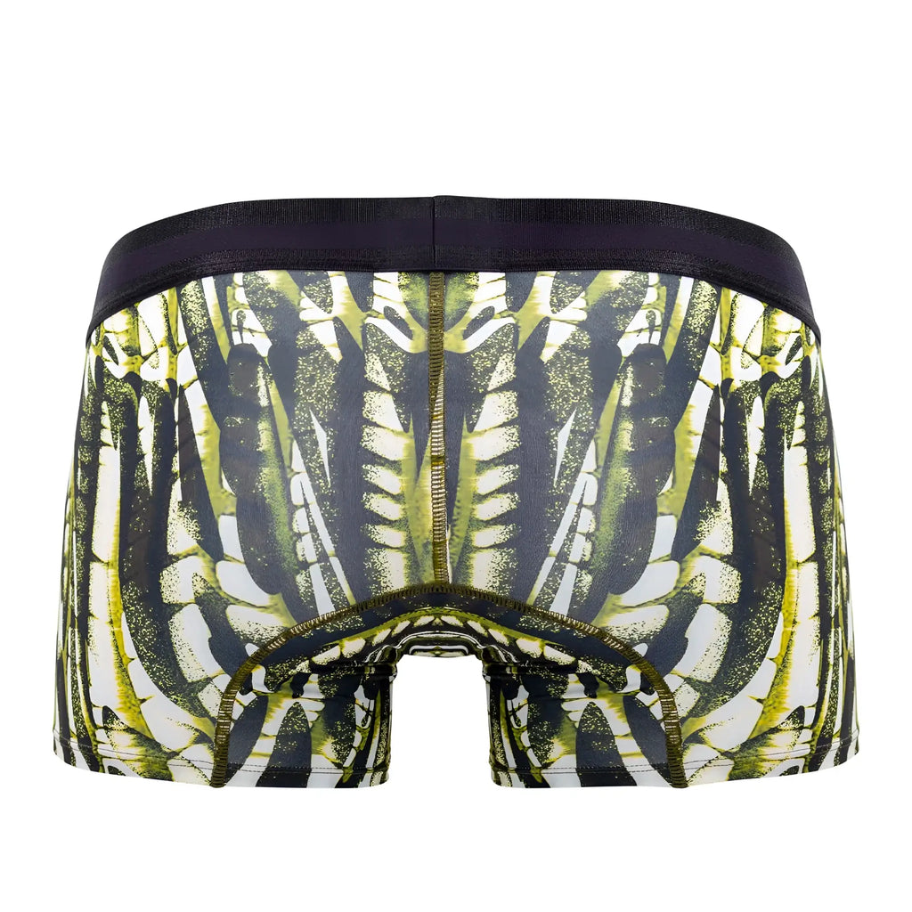 Black and lime green skeleton patterned microfiber boxer briefs with dark waistband hawai 42172 military green
