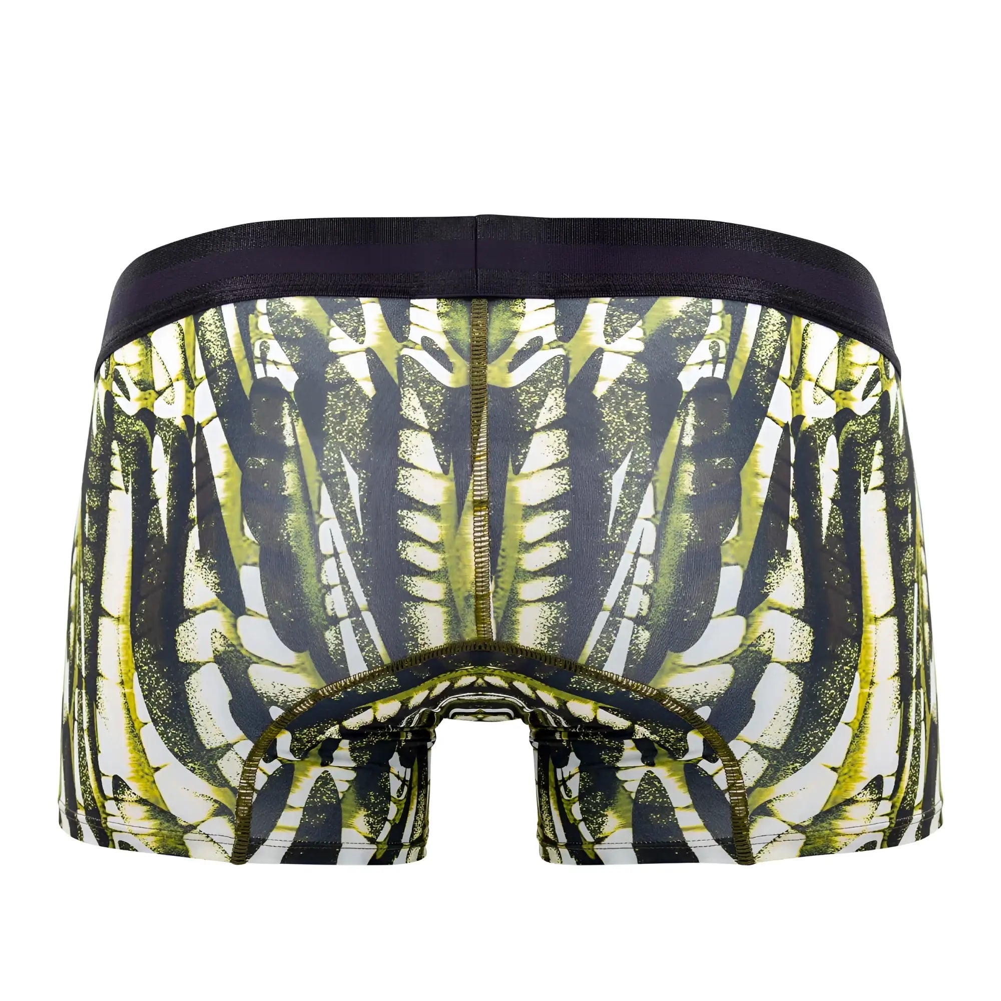 Black and lime green skeleton patterned microfiber boxer briefs with dark waistband hawai 42172 military green